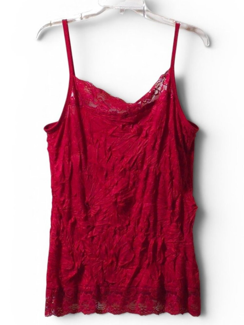 Maurices Red Lace Cami Size XS Crinkle Sleeveless Layering Tank Y2K Coquette